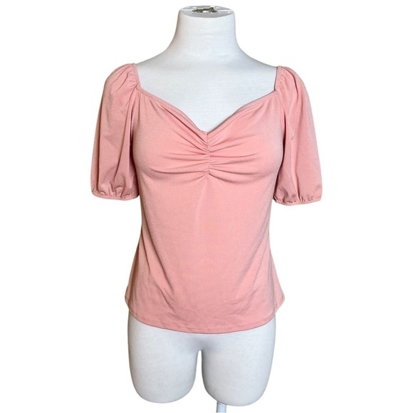 NWT Wrapper Short Sleeve Pink Blouse - Picture 2 of 7